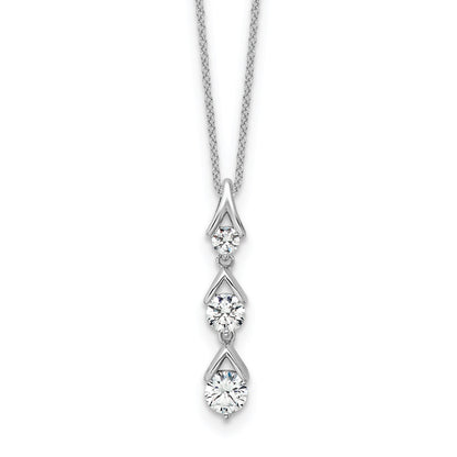 14K White Gold True Origin 1 Carat Lab Grown Diamond Vs Def 18 Inch Three Stone Pendant Necklace