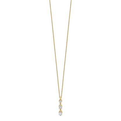 14K Yellow Gold True Origin 1 Carat Lab Grown Diamond Vs Def 18 Inch Three Stone Pendant Necklace