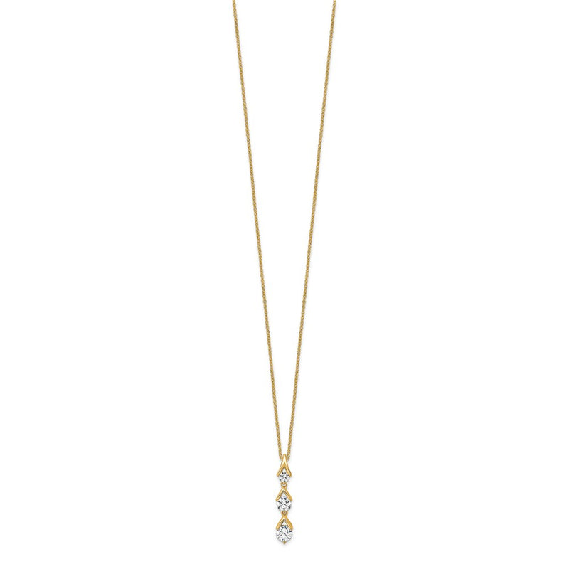 14K Yellow Gold True Origin 1 Carat Lab Grown Diamond Vs Def 18 Inch Three Stone Pendant Necklace