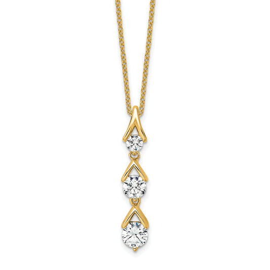 14K Yellow Gold True Origin 1 Carat Lab Grown Diamond Vs Def 18 Inch Three Stone Pendant Necklace