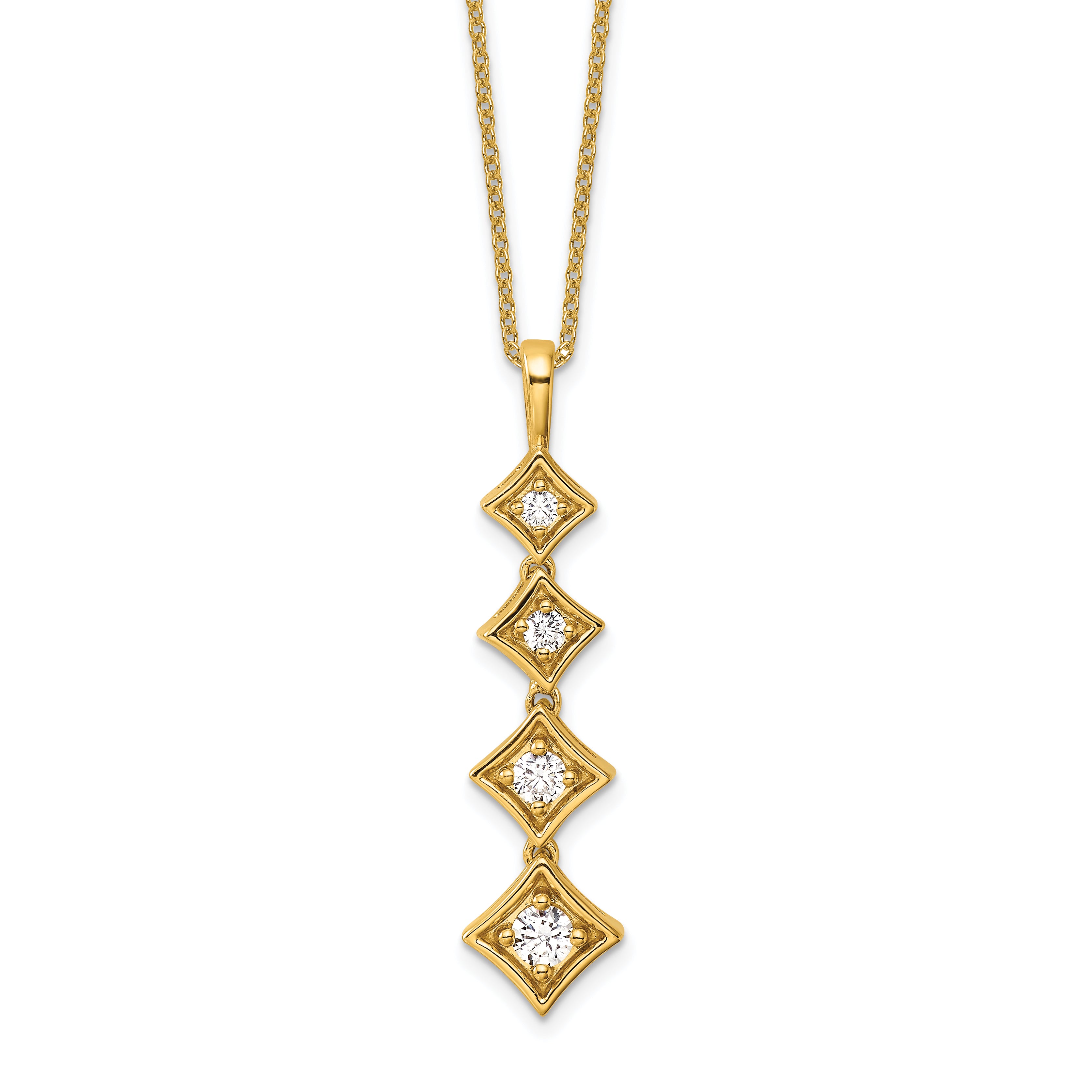14K White Gold True Origin 3/8 Carat Lab Grown Diamond Vs Def 18 Inch Four Stone Pendant Necklace
