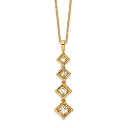 14K White Gold True Origin 3/8 Carat Lab Grown Diamond Vs Def 18 Inch Four Stone Pendant Necklace