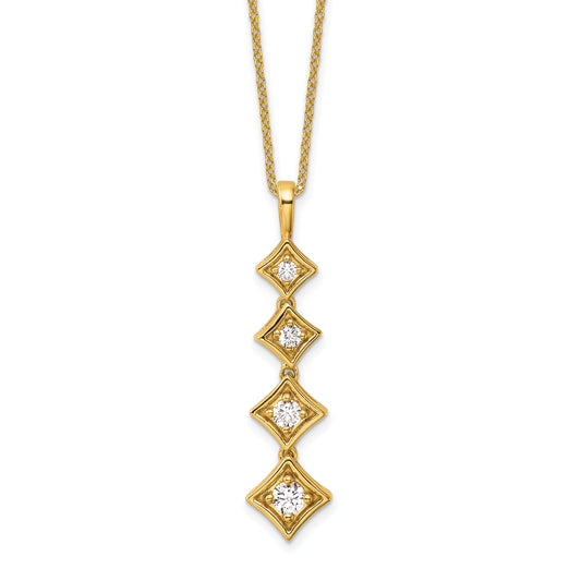 14K White Gold True Origin 3/8 Carat Lab Grown Diamond Vs Def 18 Inch Four Stone Pendant Necklace