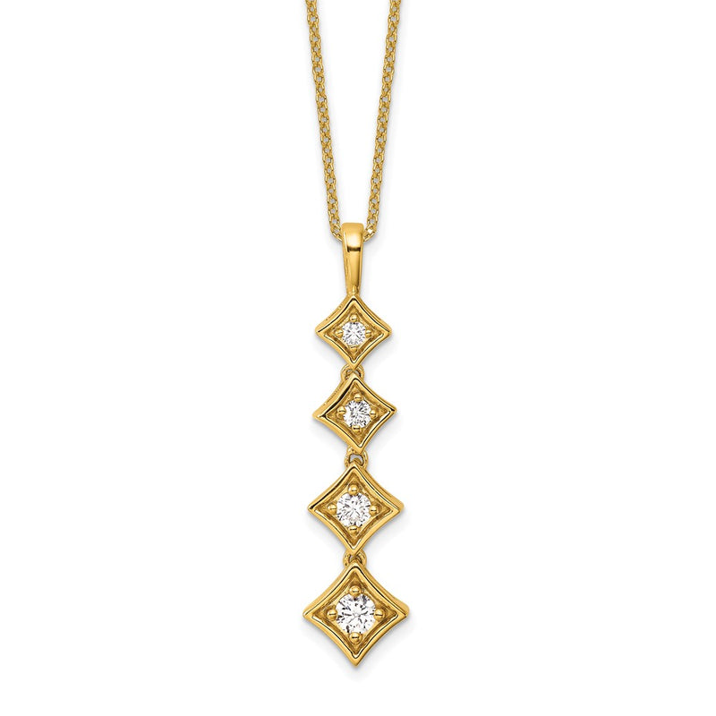 14K White Gold True Origin 3/8 Carat Lab Grown Diamond Vs Def 18 Inch Four Stone Pendant Necklace