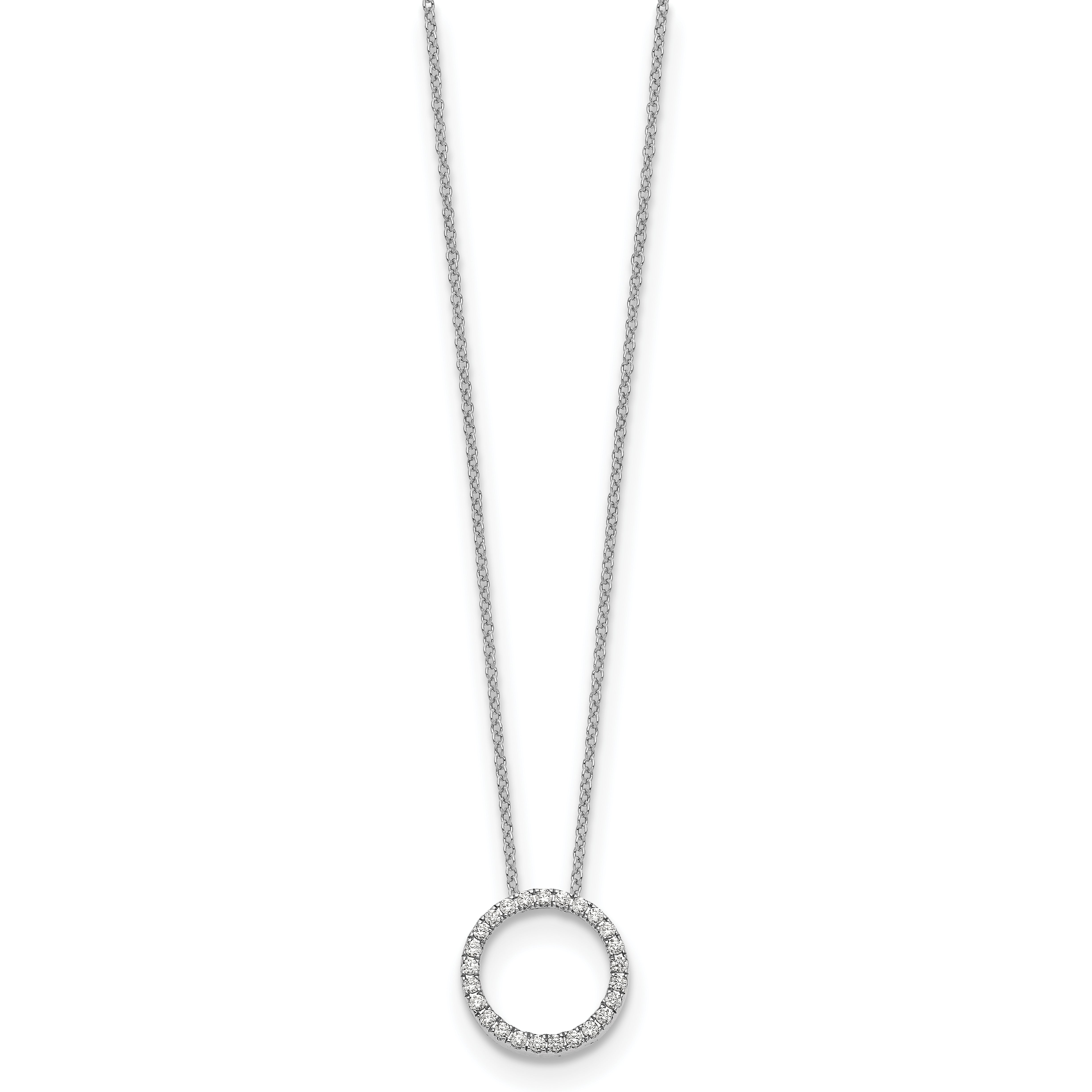 14k White Gold Real Diamond Circle 18 inch Necklace