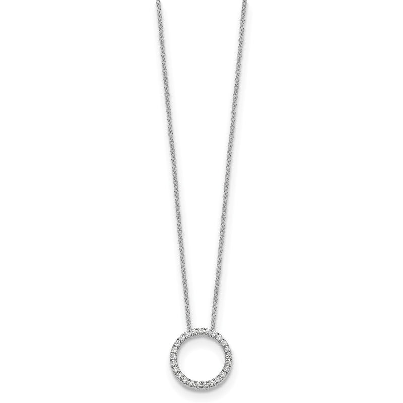 14k White Gold Real Diamond Circle 18 inch Necklace