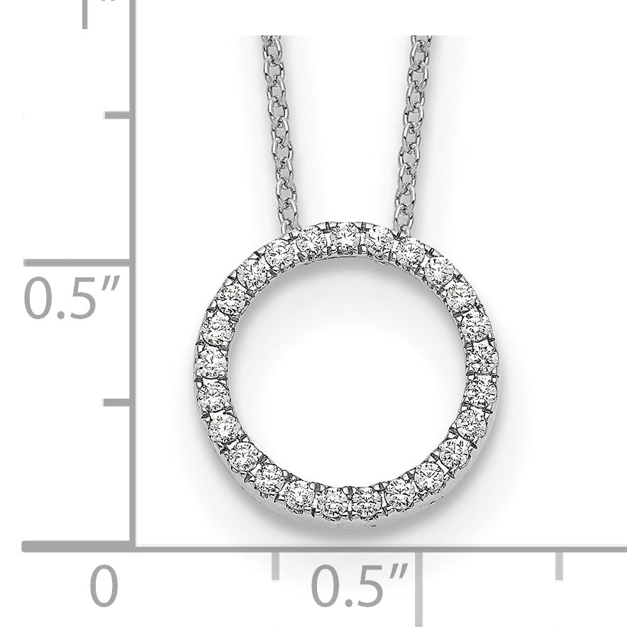 14k White Gold Real Diamond Circle 18 inch Necklace