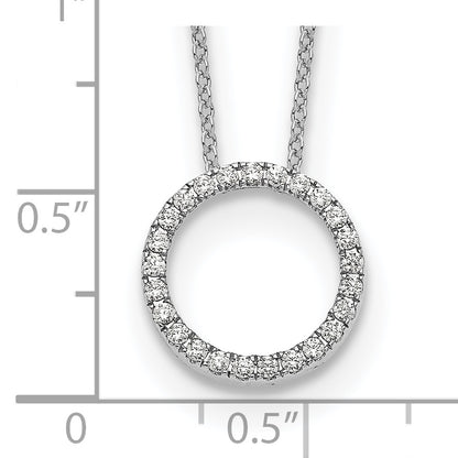 14k White Gold Real Diamond Circle 18 inch Necklace