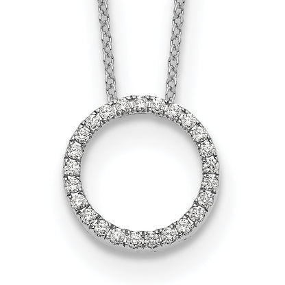 14k White Gold Real Diamond Circle 18 inch Necklace
