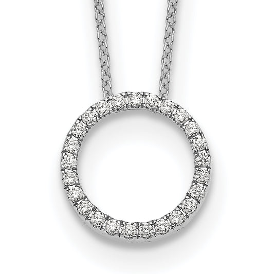 14k White Gold Real Diamond Circle 18 inch Necklace