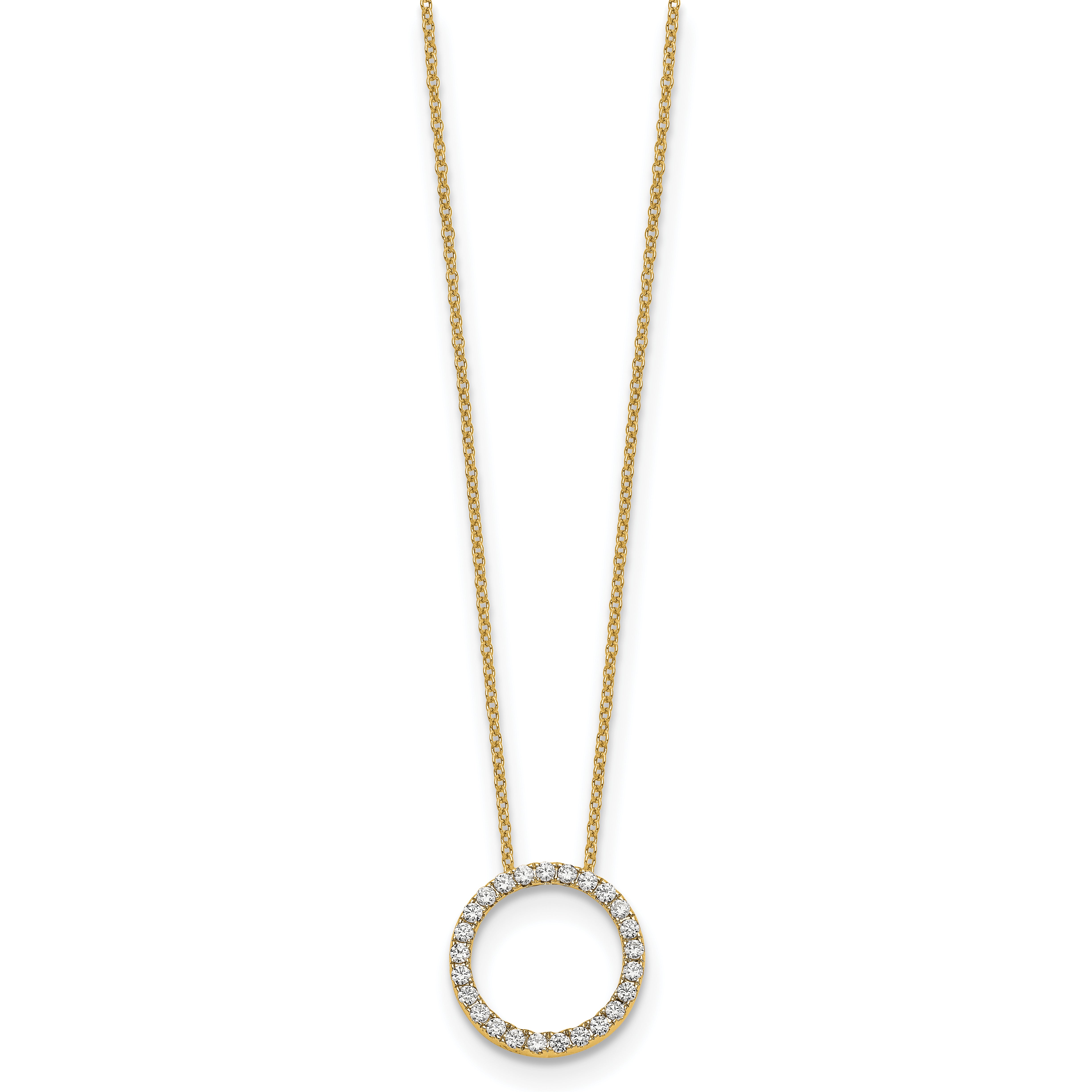 10K Yellow Gold Diamond Circle 18 Inch Necklace