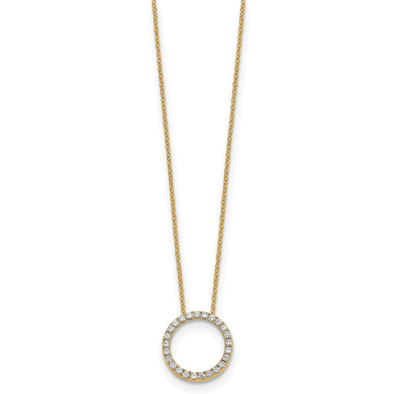 10K Yellow Gold Diamond Circle 18 Inch Necklace