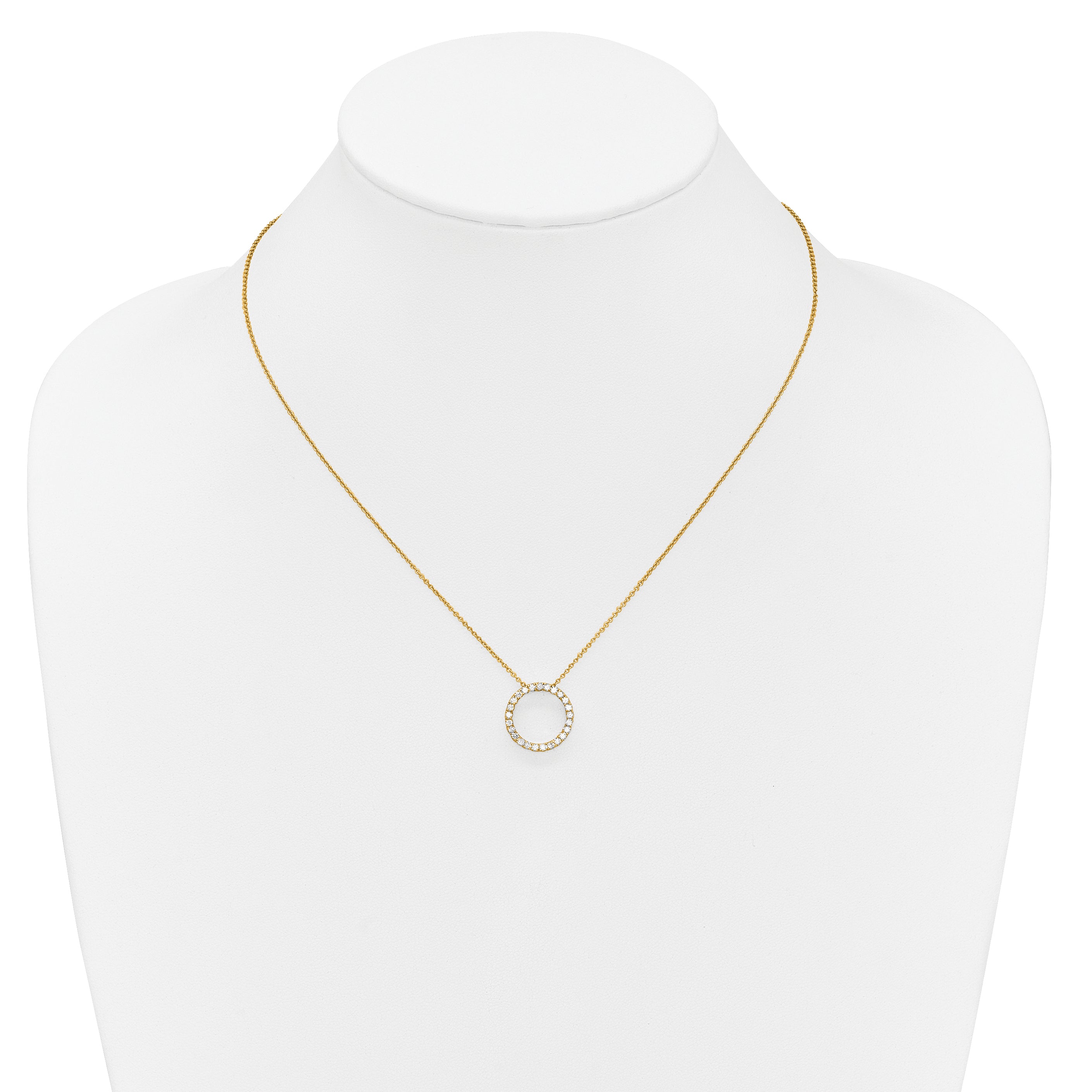 10K Yellow Gold Diamond Circle 18 Inch Necklace