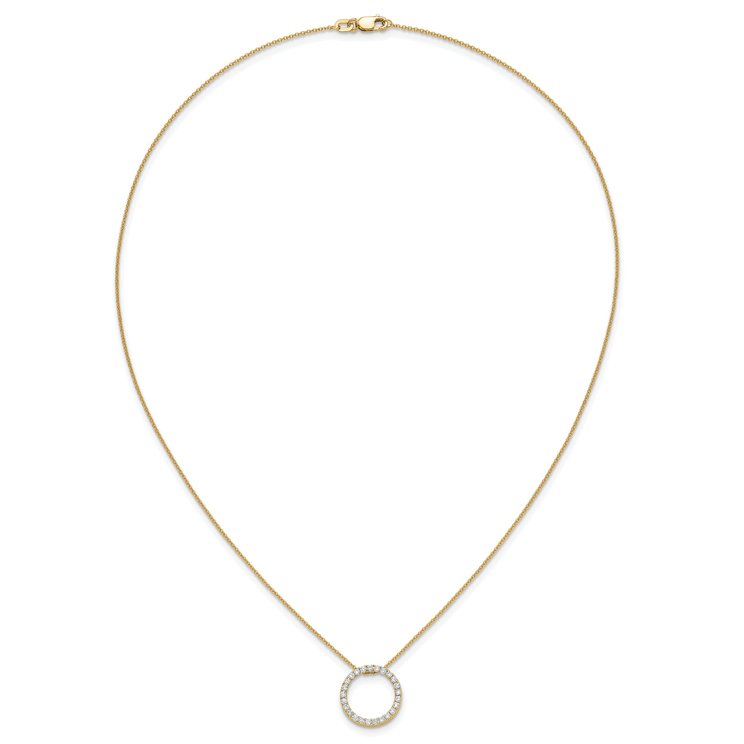 10K Yellow Gold Diamond Circle 18 Inch Necklace