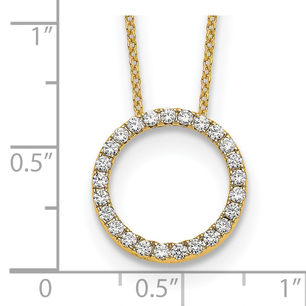 10K Yellow Gold Diamond Circle 18 Inch Necklace