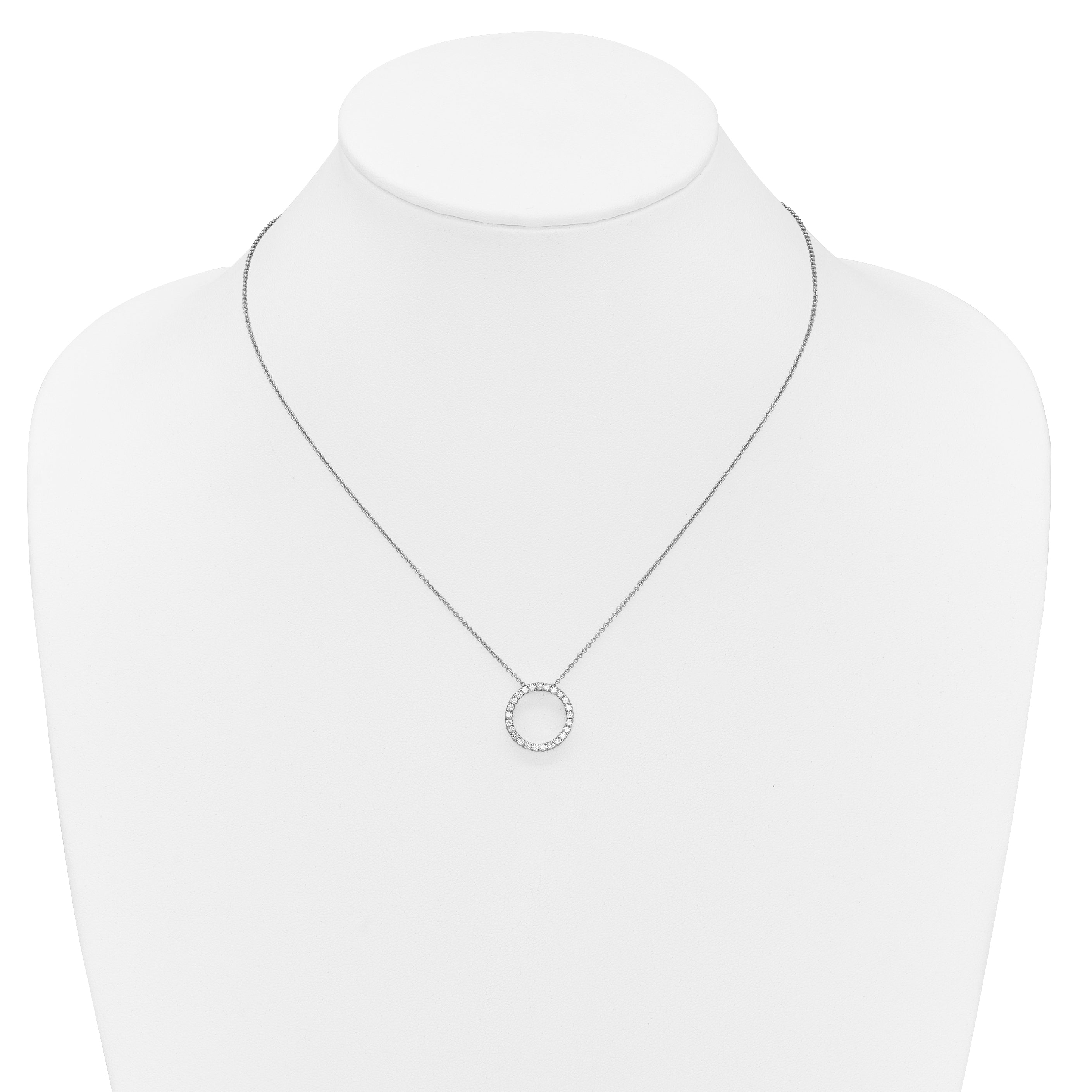 14k White Gold Real Diamond Circle 18 inch Necklace