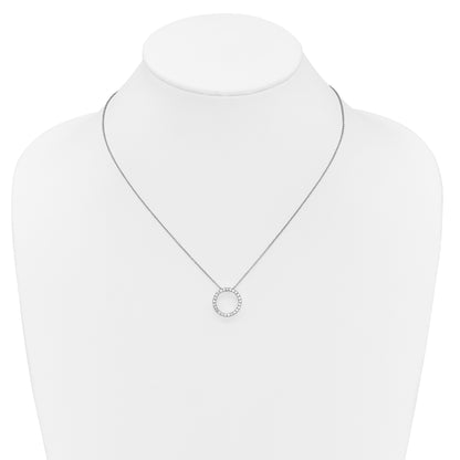 14k White Gold Real Diamond Circle 18 inch Necklace