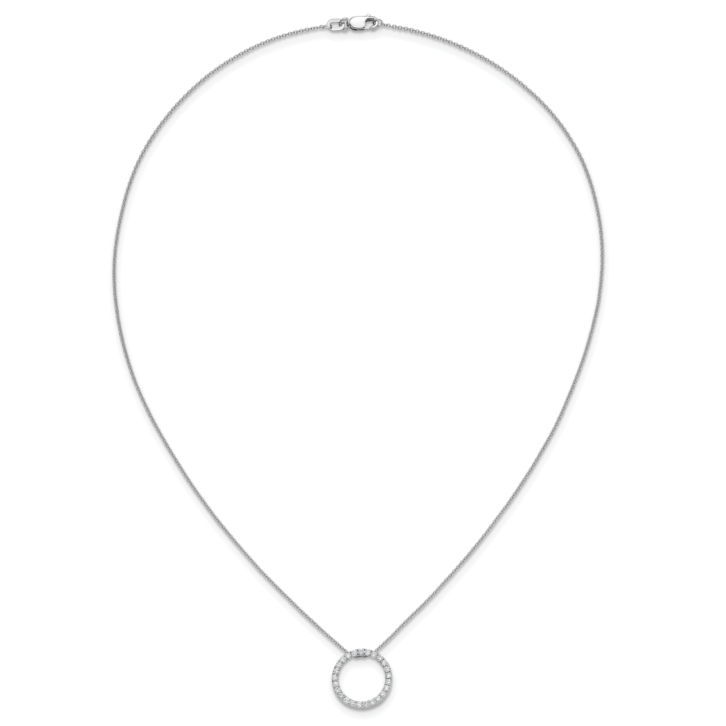 14k White Gold Real Diamond Circle 18 inch Necklace