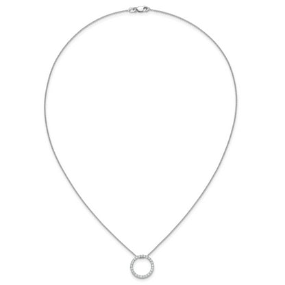 14k White Gold Real Diamond Circle 18 inch Necklace
