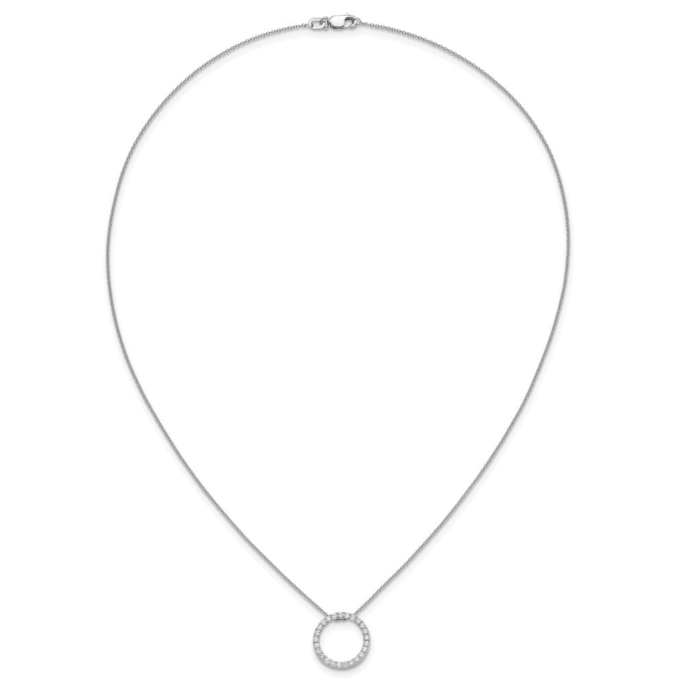 14k White Gold Real Diamond Circle 18 inch Necklace
