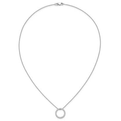 14k White Gold Real Diamond Circle 18 inch Necklace
