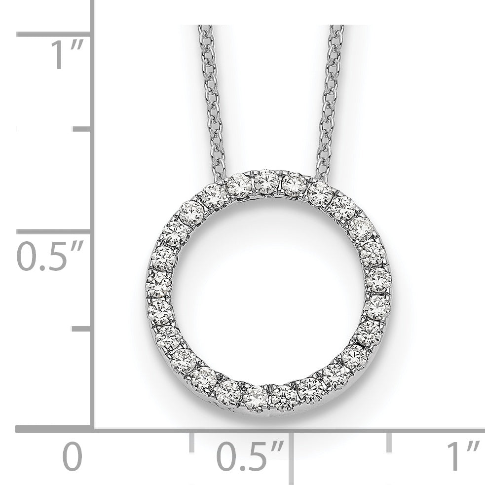 14k White Gold Real Diamond Circle 18 inch Necklace