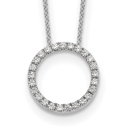14k White Gold Real Diamond Circle 18 inch Necklace