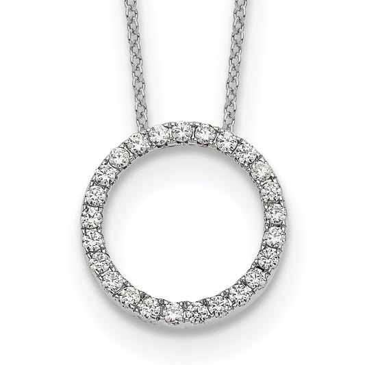 14k White Gold Real Diamond Circle 18 inch Necklace
