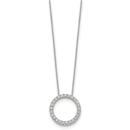 14k White Gold Real Diamond Circle 18 inch Necklace