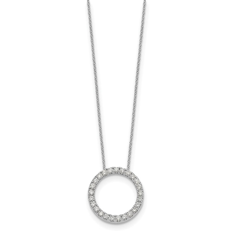 14k White Gold Real Diamond Circle 18 inch Necklace
