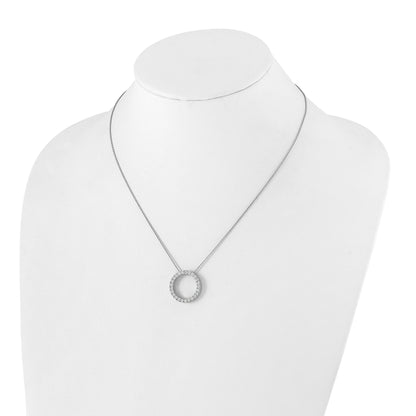 14k White Gold Real Diamond Circle 18 inch Necklace