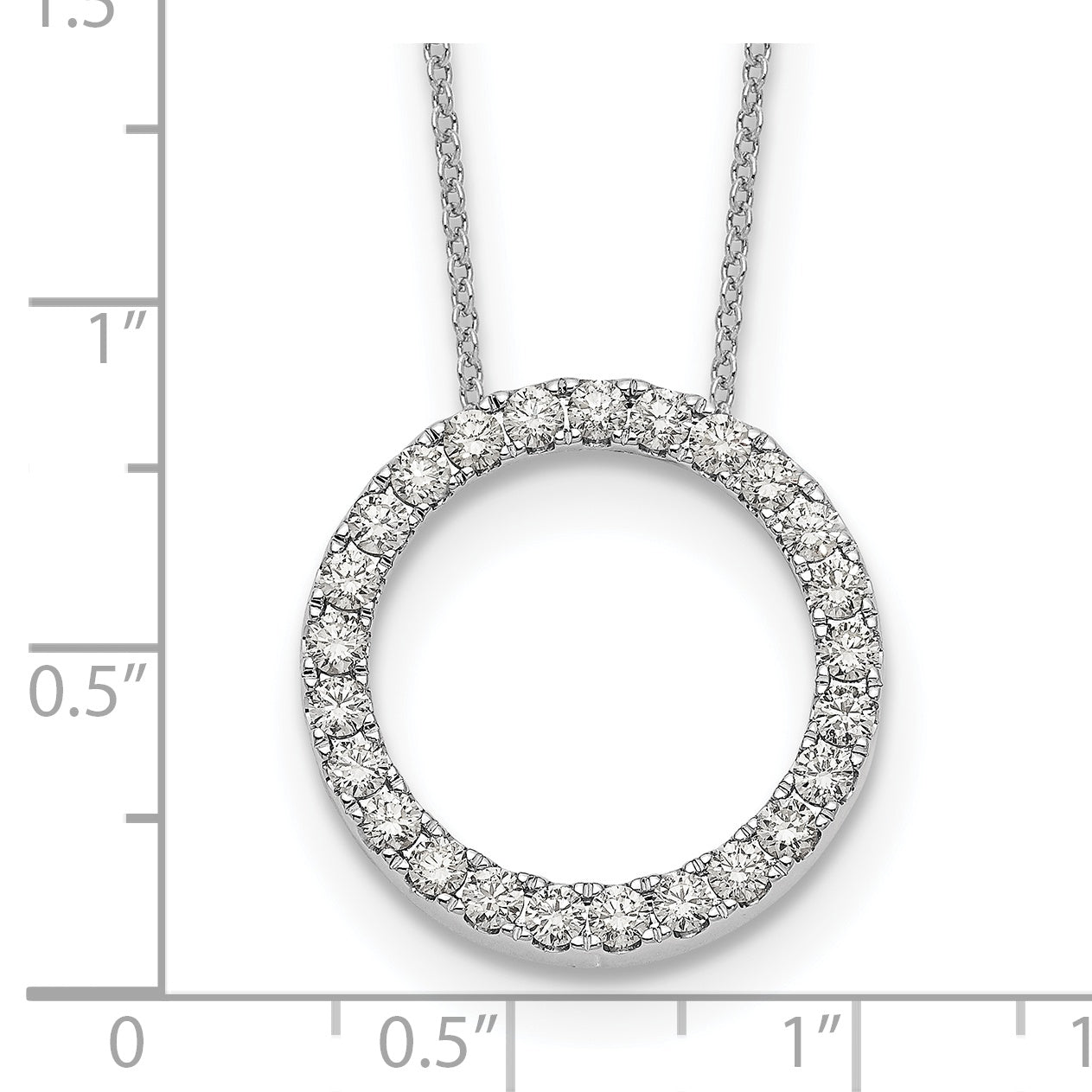 14k White Gold Real Diamond Circle 18 inch Necklace