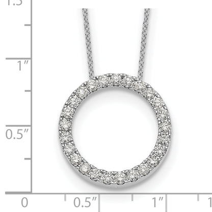 14k White Gold Real Diamond Circle 18 inch Necklace