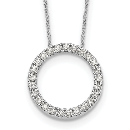 14k White Gold Real Diamond Circle 18 inch Necklace