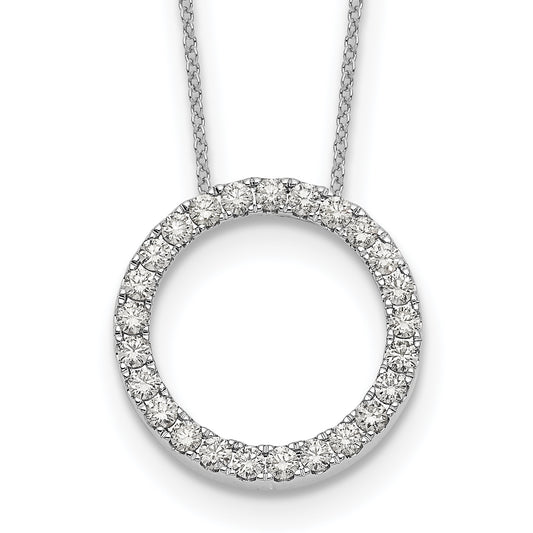 14k White Gold Real Diamond Circle 18 inch Necklace