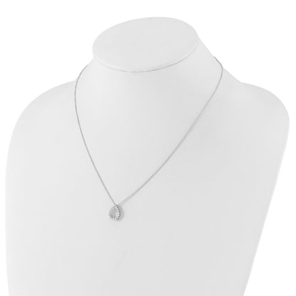 14K White Gold True Origin 1/3 Carat Lab Created Diamond Vs Def 18 Inch Fancy Teardrop Necklace