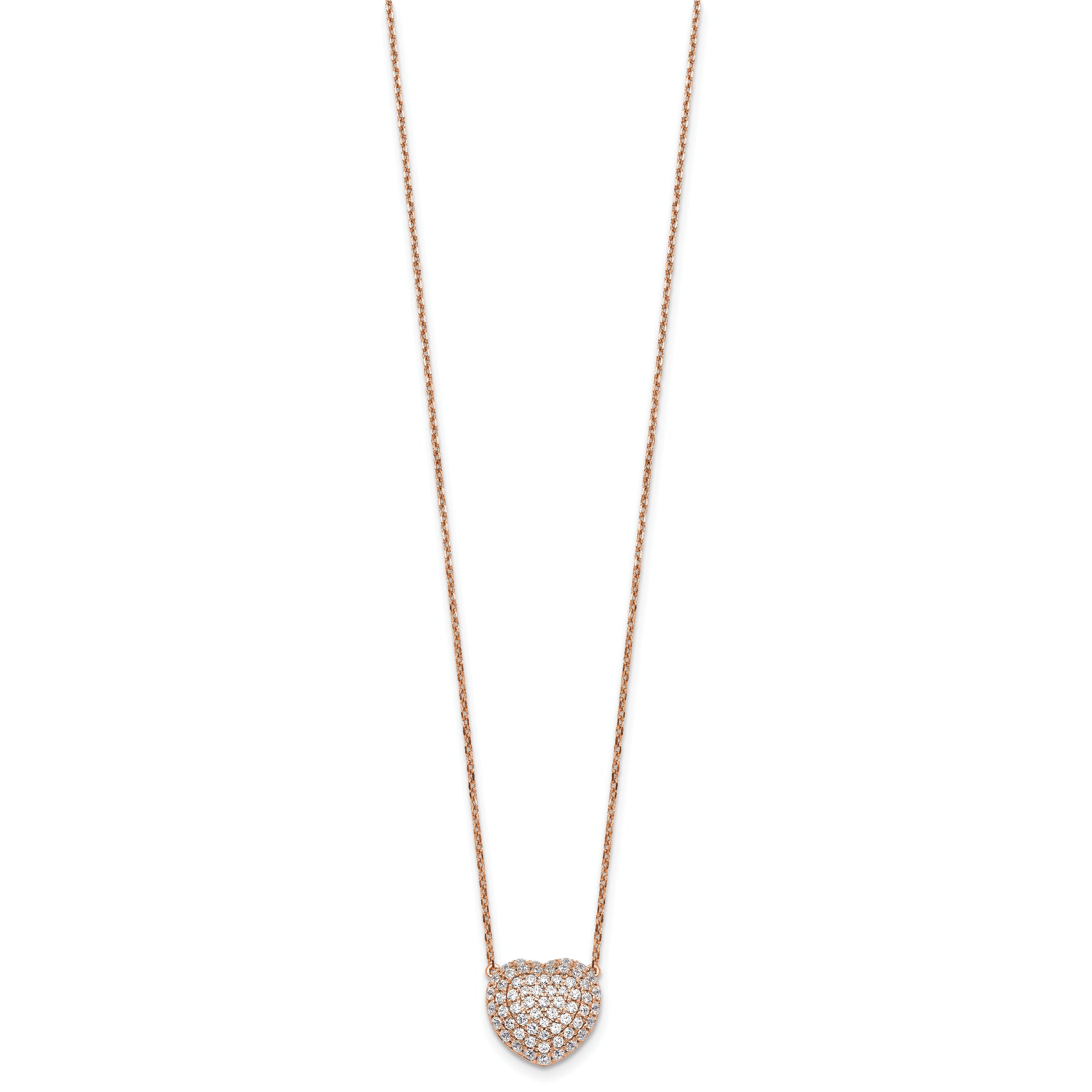 14K Rose Gold True Origin 3/4 Carat Lab Grown Diamond Vs Def 18 Inch Heart Necklace