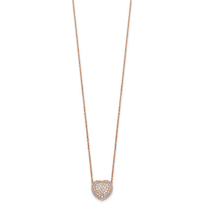 14K Rose Gold True Origin 3/4 Carat Lab Grown Diamond Vs Def 18 Inch Heart Necklace