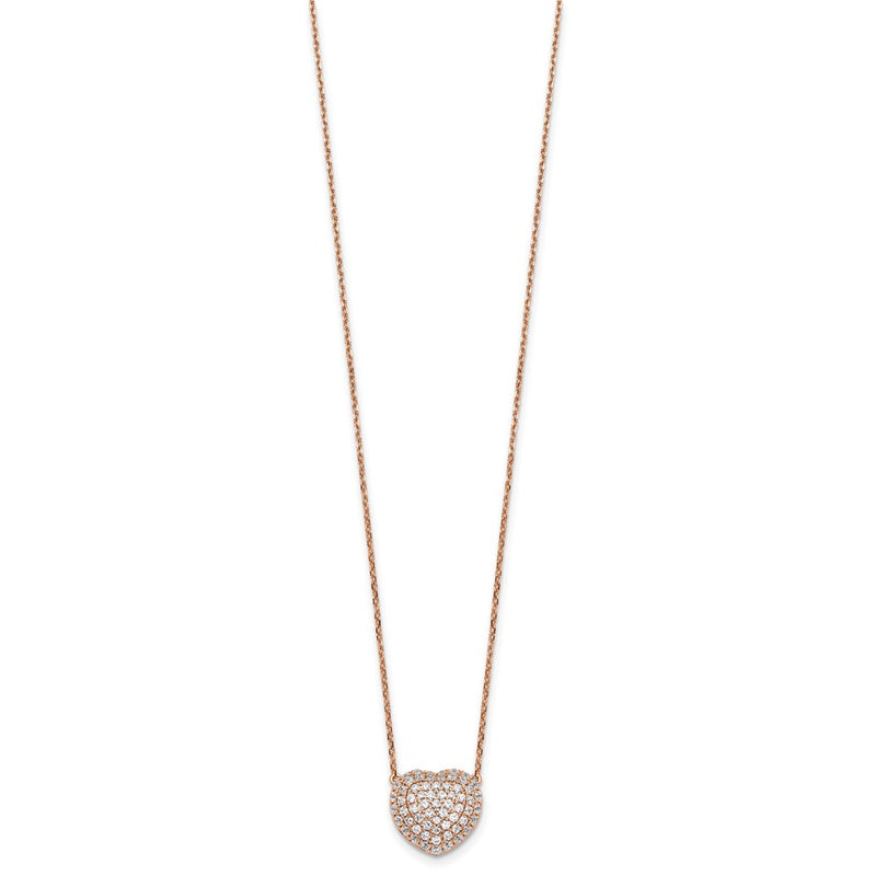 14K Rose Gold True Origin 3/4 Carat Lab Grown Diamond Vs Def 18 Inch Heart Necklace