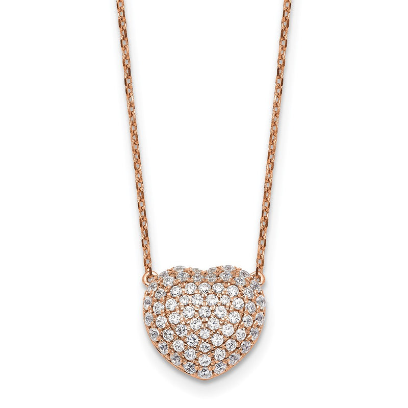 14K Rose Gold True Origin 3/4 Carat Lab Grown Diamond Vs Def 18 Inch Heart Necklace