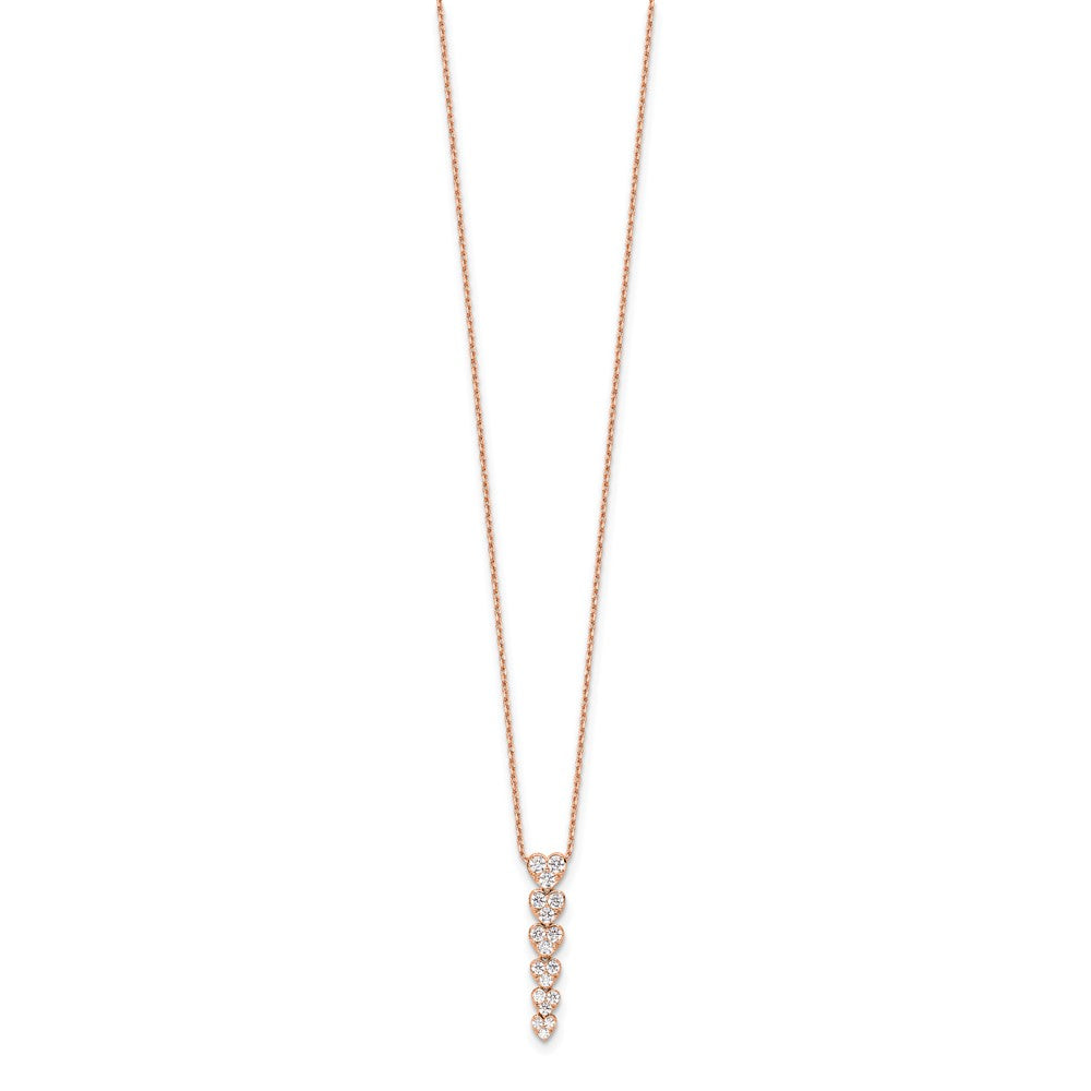 14K Rose Gold True Origin 1 Carat Lab Grown Diamond Vs Def 18 Inch Hearts Pendant Necklace