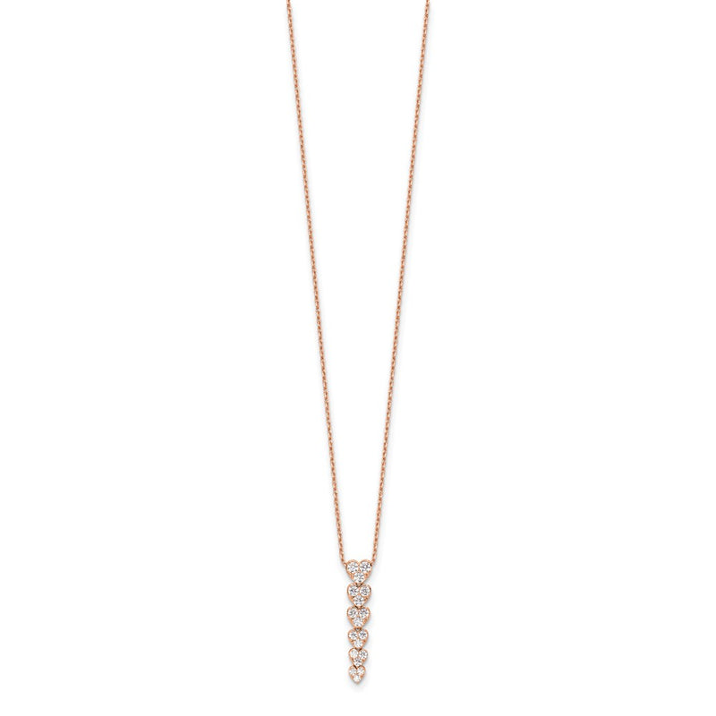 14K Rose Gold True Origin 1 Carat Lab Grown Diamond Vs Def 18 Inch Hearts Pendant Necklace