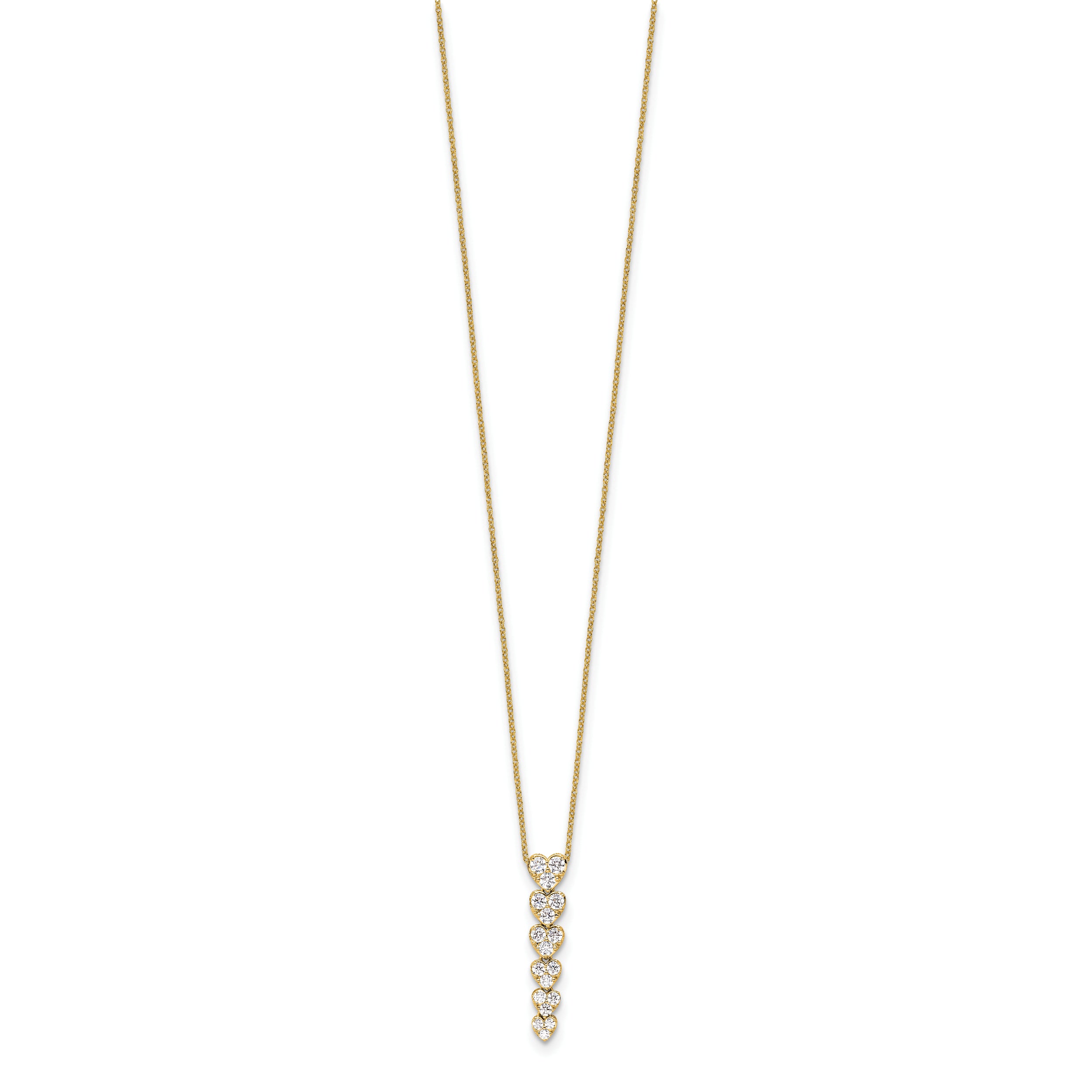 14K Yellow Gold True Origin 1 Carat Lab Grown Diamond Vs Def 18 Inch Hearts Pendant Necklace