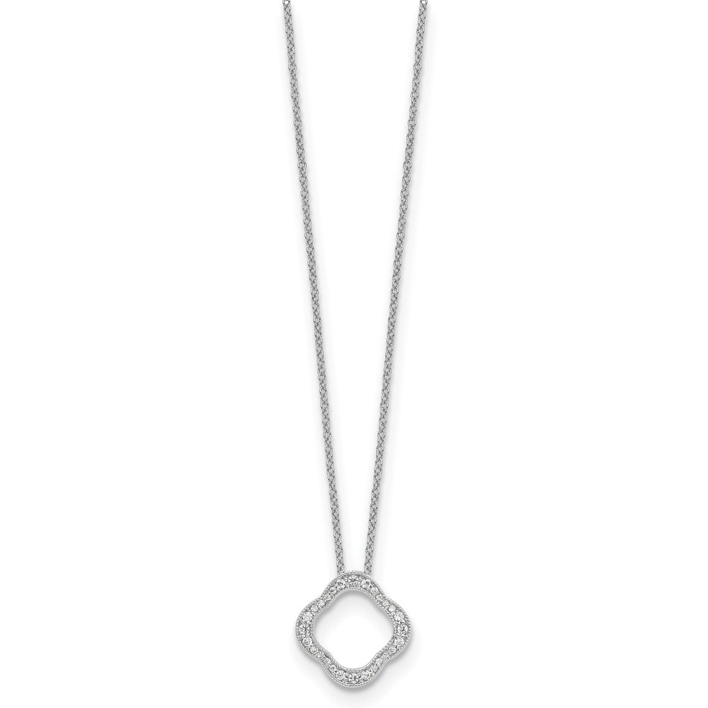 14k White Gold Real Diamond Quatrefoil Pendant