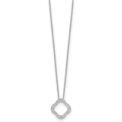 14k White Gold Real Diamond Quatrefoil Pendant