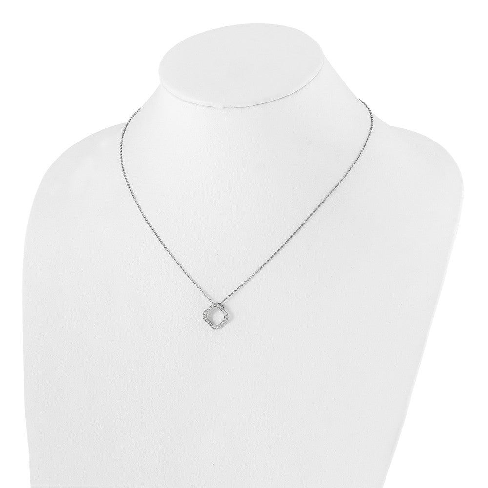 14k White Gold Real Diamond Quatrefoil Pendant