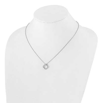 14k White Gold Real Diamond Quatrefoil Pendant