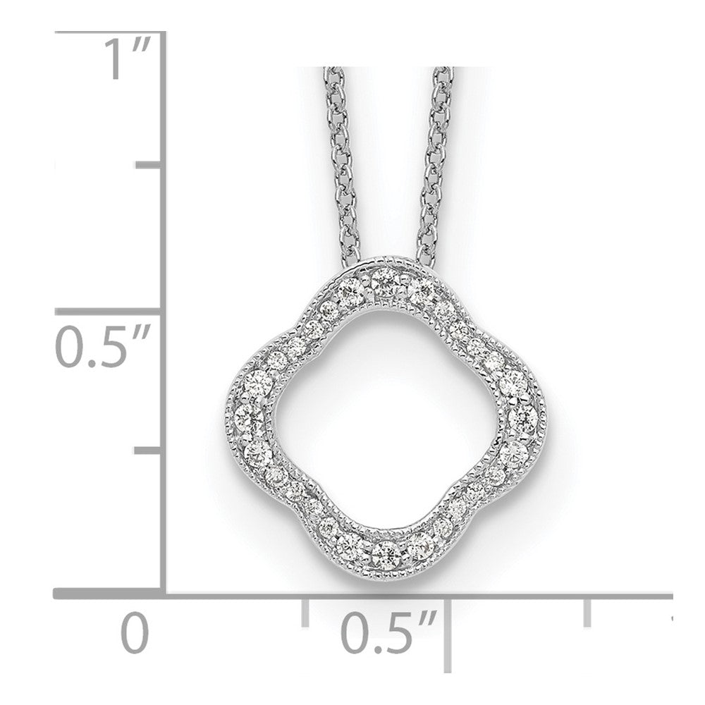 14k White Gold Real Diamond Quatrefoil Pendant