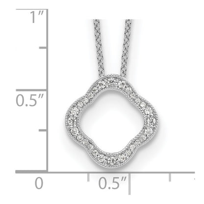 14k White Gold Real Diamond Quatrefoil Pendant