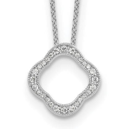 14k White Gold Real Diamond Quatrefoil Pendant